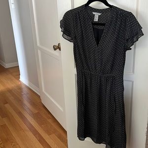 H&M flutter sleeve dress with cinch waist detail